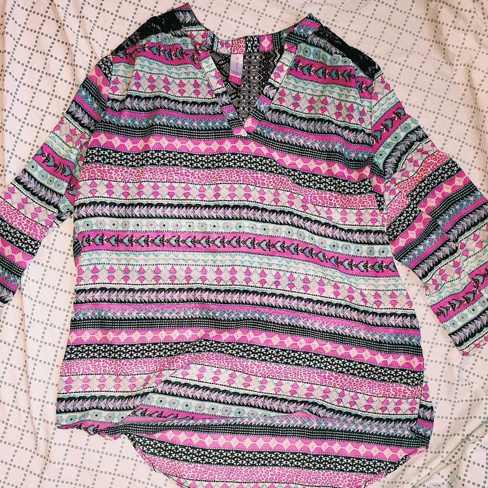 PINK,BLACK,LIGHT BLUE BLOUSE